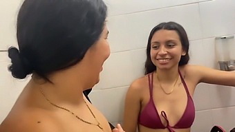 Two Girls And A Stepsister Indulge In Steamy Lesbian Action Before Heading To The Pool